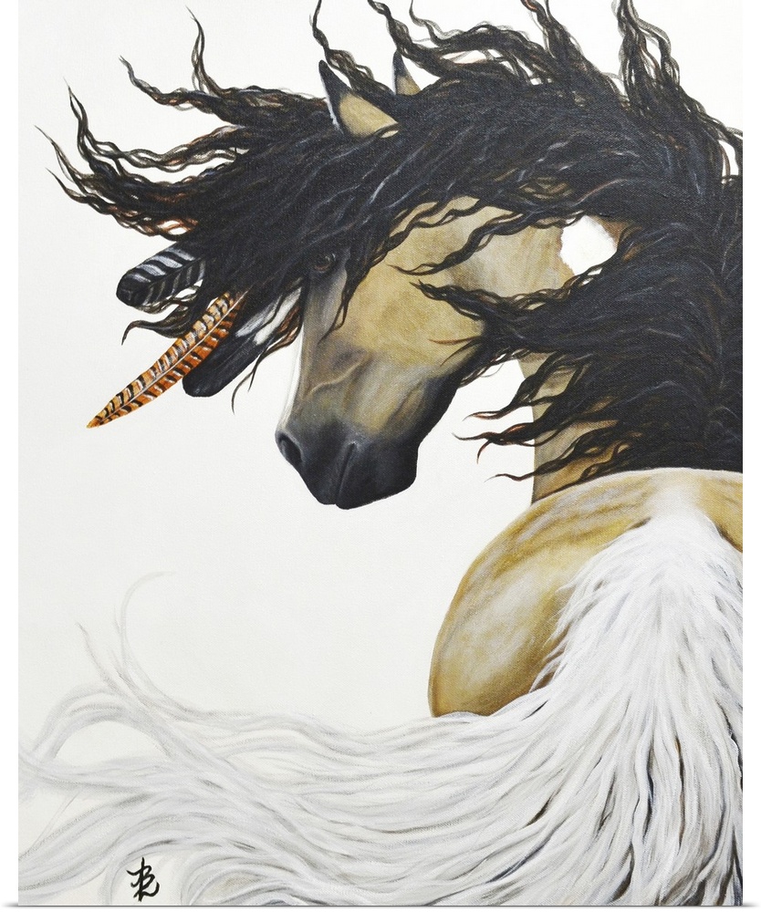 Majestic Series of Native American inspired horse paintings. Tahalo is a curly stallion.