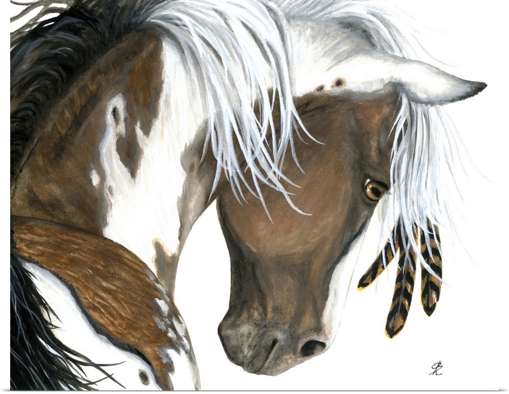 Majestic Series of Native American inspired horse paintings of a pinto.