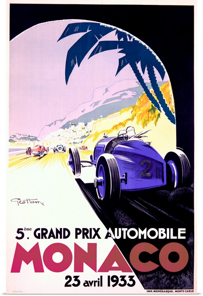 Vintage Poster, 5th Monaco F1 Grand Prix, Autoracing