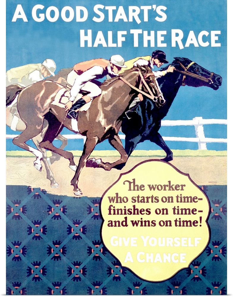 Vintage Sport Motivation Poster, Horse Racing