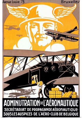 Administration de l'Aeronautique, Bruxelle, Vintage Poster, by Michielssen