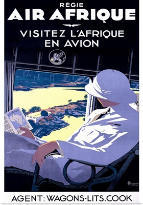 Air Afrique, Visitez L'Afrique, Vintage Poster, by A. Roquin