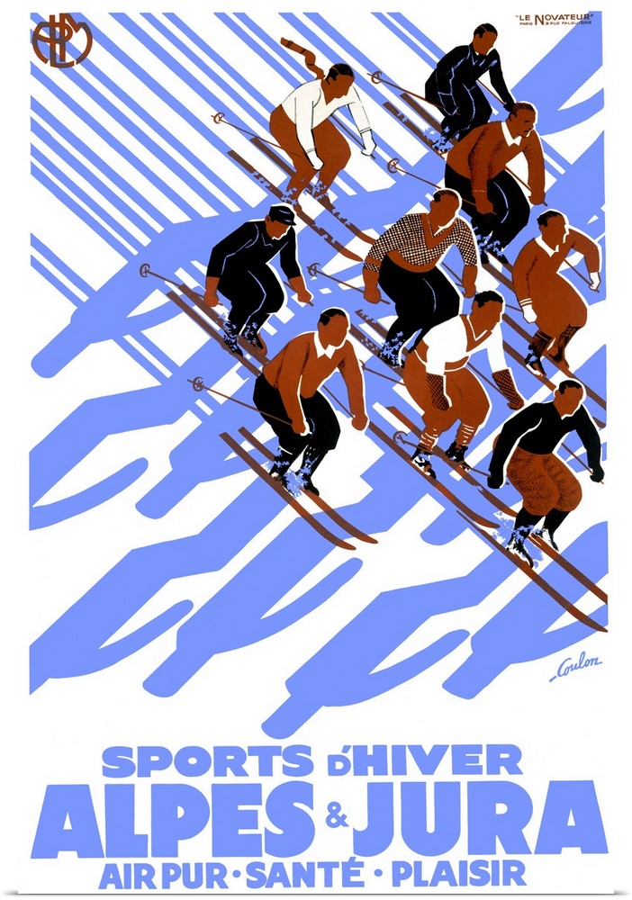 Alpes & Jura, Sports d'Hiver, Vintage Poster, by Eric De Coulon