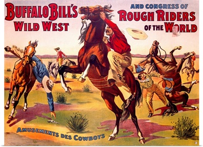 Amusements des Cowboys, Buffalo Bill, Vintage Poster