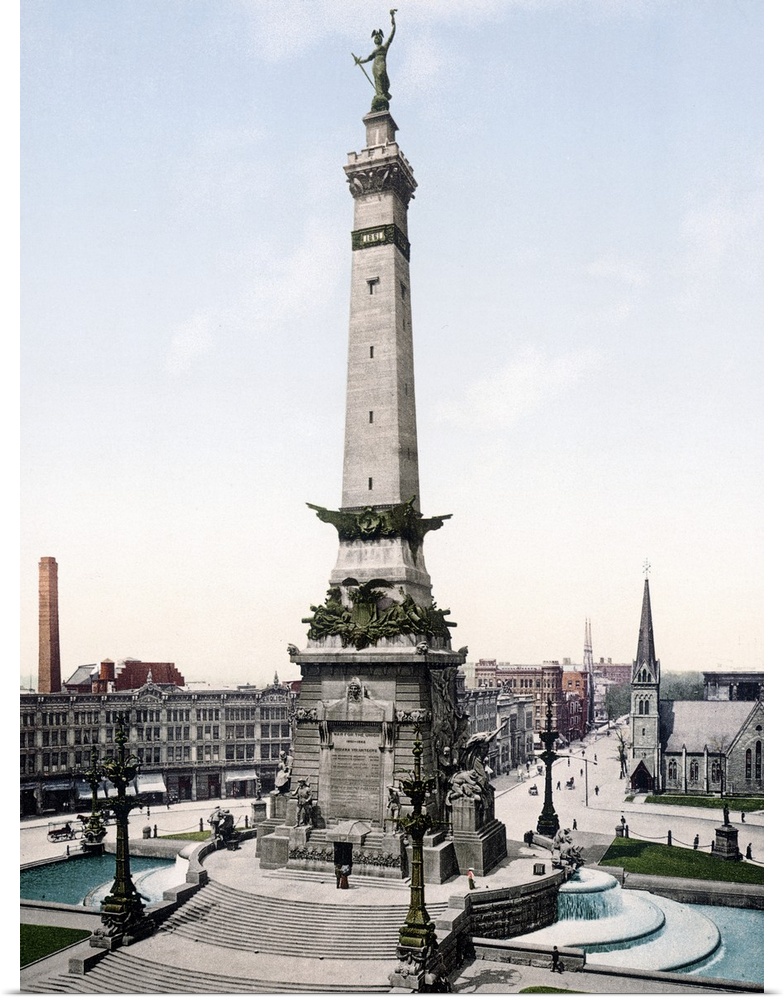 Photograph of governmental monument surrounded by buildings.