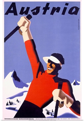 Austria Ski Vacation, Vintage Poster, by Joseph Binder