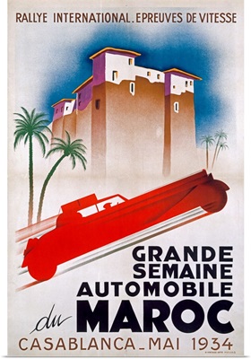 Automobile du Maroc, Casablanca 1934, Vintage Poster, by Havas