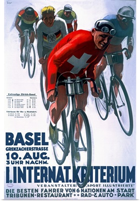 Basel, International Bike Race, Vintage Poster
