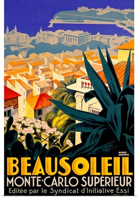 Beausoleil Monte Carlo Superieur, Vintage Poster, by Roger Broders