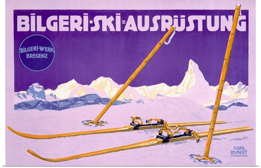 Bilgeri, Ski Ausrustung, Vintage Poster, by Carl Kunst