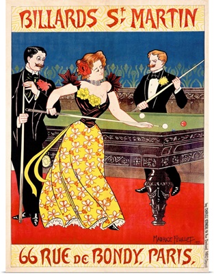 Billiards St. Martin, Vintage Poster, by Maurice Feuillet