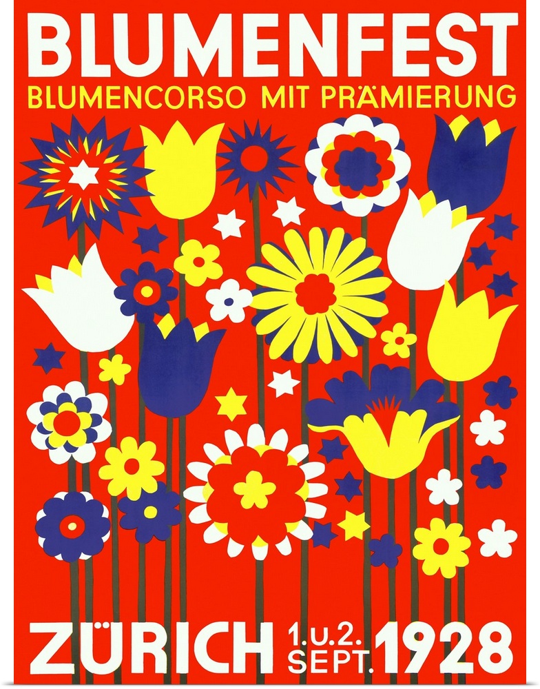 Classic advertisement for Blumenfest/Bloomfest in Zurich in 1928.