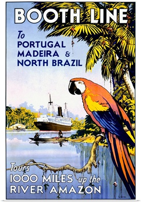 Booth Line, Tours Up the River Amazon, Vintage Poster
