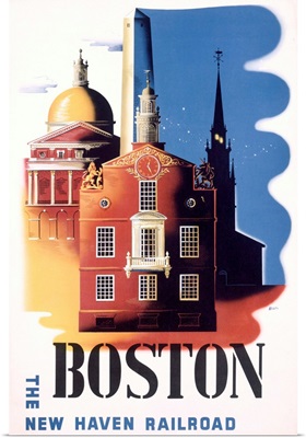Boston, MA, New Haven Railroad, Vintage Poster, by Ben Nason