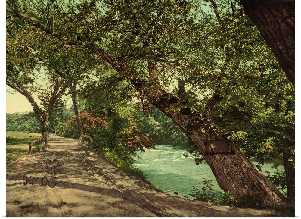 Hand colored photograph of by the Swannanoa, Asheville, North Carolina.