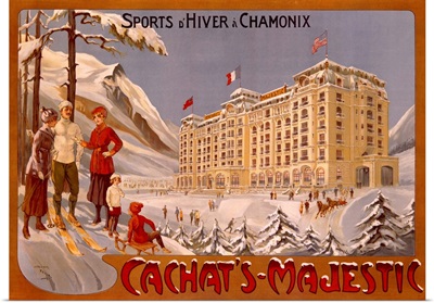 Cachats Majestic, Sports dHiver a Chamonix, Vintage Poster, by Candido Aragonez de Faria