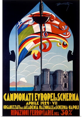 Campionatie Europei di Scherma, Vintage Poster