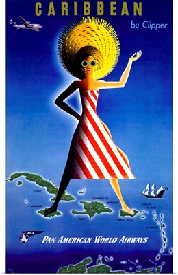 Caribbean, Pan American World Airways, Vintage Poster, by Clipper