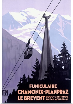 Chamonix Mont Blanc, Cable Car France, Vintage Poster, by Roger Broders
