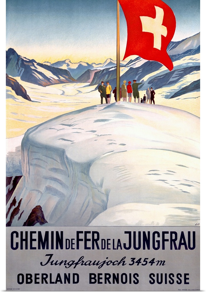 Chemin de Fer de la Jungfrau, Vintage Poster, by Emil Cardinaux