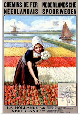 Chemins de Per Neerlandais, Netherlands, Tulips, Vintage Poster