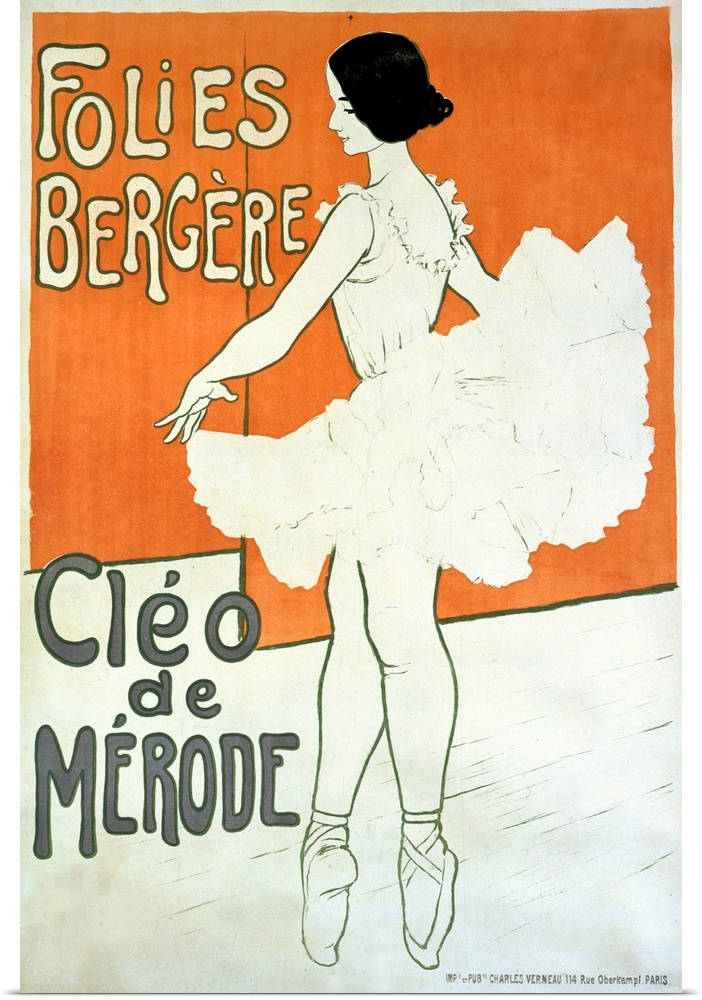 This vintage poster is of a ballerina standing on her tip toes as she begins to twirl.