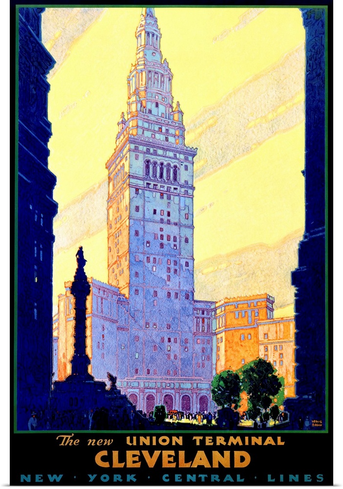 Cleveland Union Train Terminal Vintage Advertising Poster