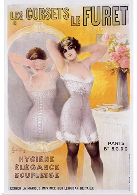Corsets le Furet, Vintage Poster, by Noury