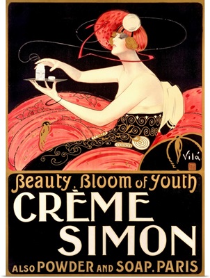 Creme Simon, Beauty, Bloom of Youth, Vintage Poster, by Emilio Vila