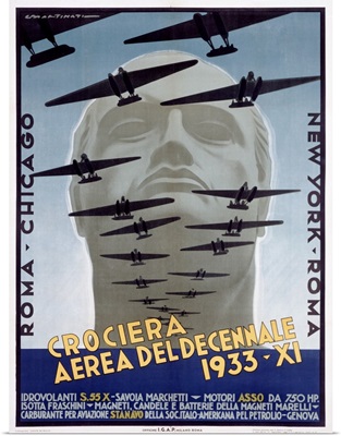 Croceria Aerea del Decennale, 1933, Vintage Poster, by Luigi Martinati