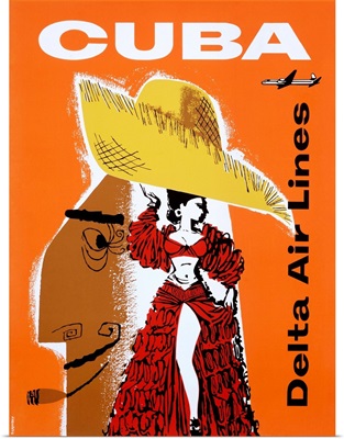 Cuba, Delta Air Lines, Vintage Poster