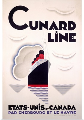Cunard Line, U.S. to Canada, Vintage Poster