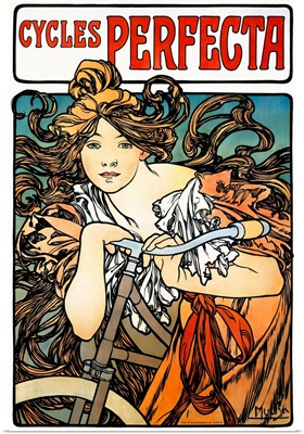 Cycles Perfecta, Vintage Poster, by Alphonse Mucha
