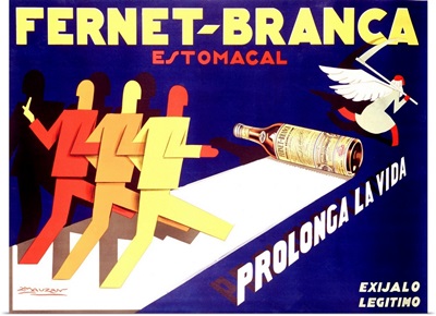 Fernet Branca, Prolonga la Vida, Vintage Poster, by Luciano Achille Mauzan