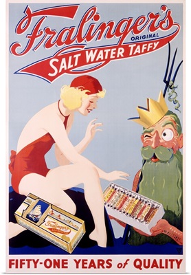 Fralingers Original Salt Water Taffy, Vintage Poster
