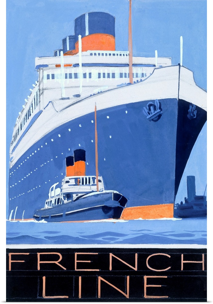 French Line, Ile de France, Vintage Poster