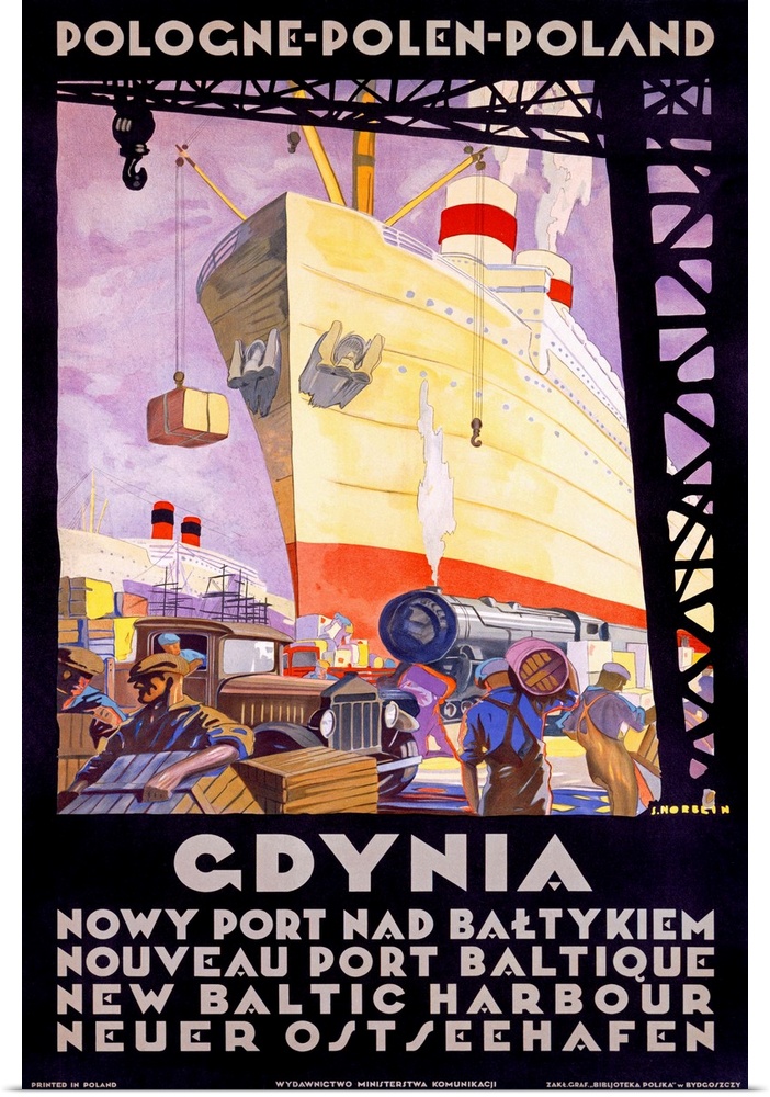 Gdynia, Polish Shipping Port, Vintage Poster