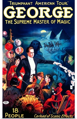 George, The Supreme Master of Magic, Carload of Scenic Effects, Vintage Poster