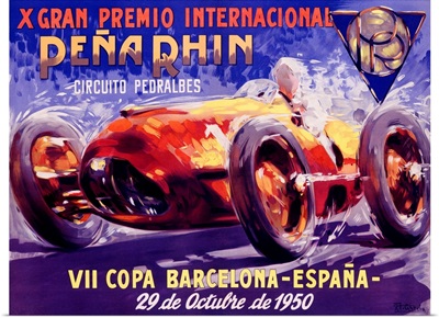 Gran Premio Internacional, Pena Rhin, 1950, Vintage Poster, by A. Garcia