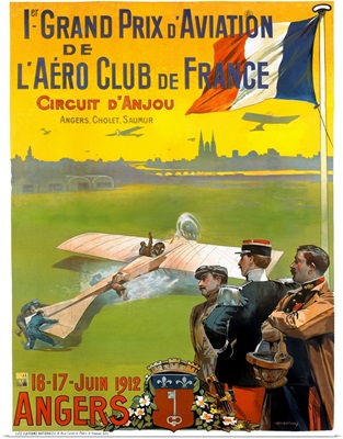 Grand Prix dAviation de LAero Club de Grance, Circuit dAnjou, Vintage Poster