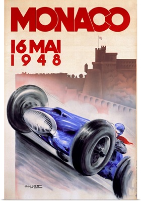 Grand Prix, Monaco, 1948, Vintage Poster, by Geo Hamm