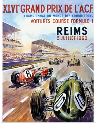 Grand Prix, Reims, 1960, Vintage Poster