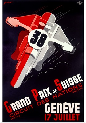 Grand Prix, Suisse, Circuit Des Nations, Vintage Poster