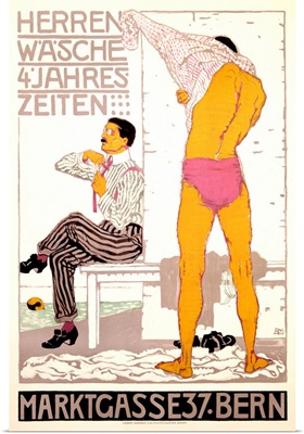 Herrenwasche, 4 Jahreszeiten, Vintage Poster, by Burkhard Mangold