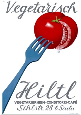 Hiltl, Vegetarian Restaurant, Vintage Poster