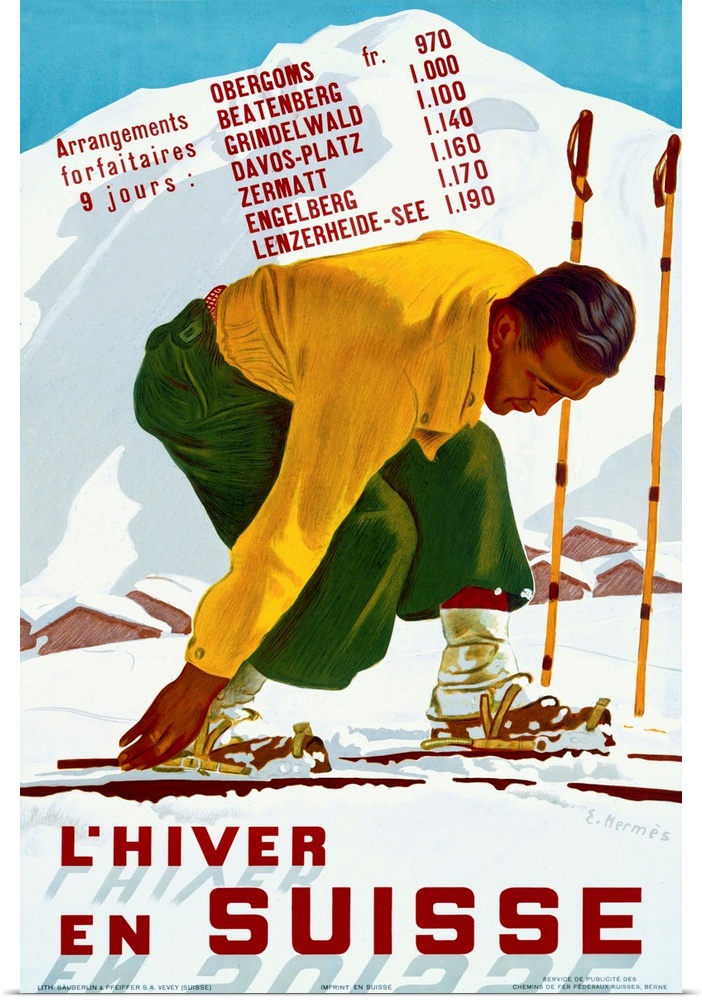 Hiver En Suisse, Vintage Poster, by Erich Hermes
