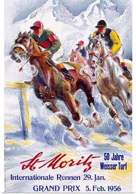 Horse Race, St. Moritz, Vintage Poster, by Hugo Laubi