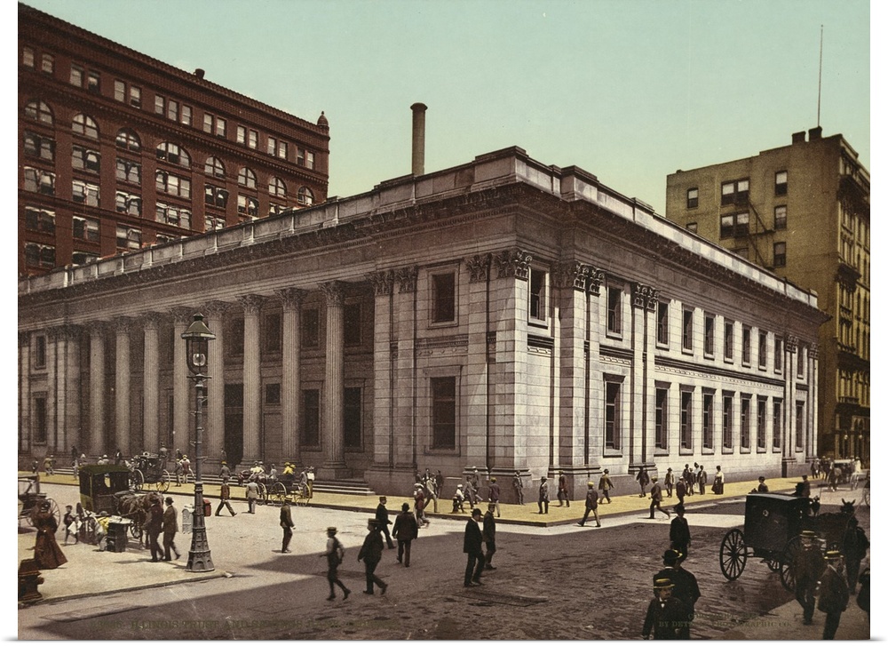 Hand colored photograph of Illinois trust and savings bank, Chicago.