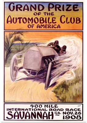 International Road Race Savannah, Vintage Poster