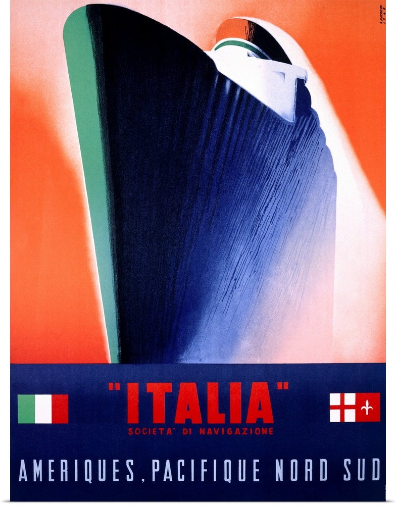 Italia Societa di Navigazione, Vintage Poster
